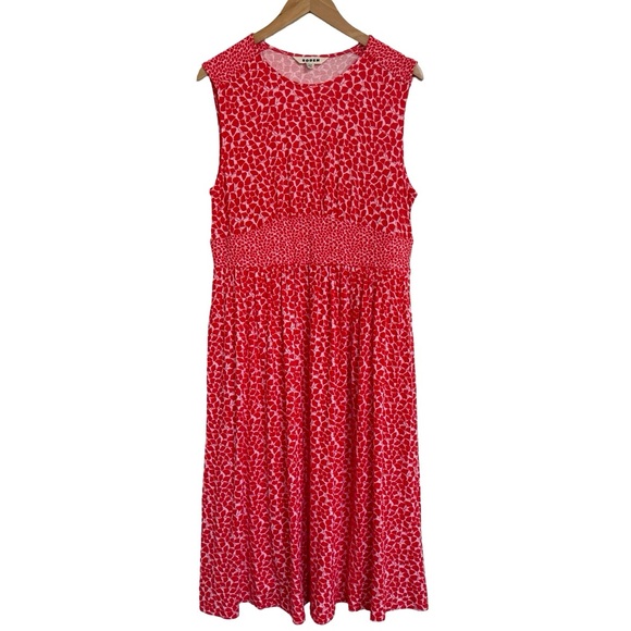 Boden Thea Sleeveless Midi Dress Red Pink Floral 12 - Picture 2 of 9
